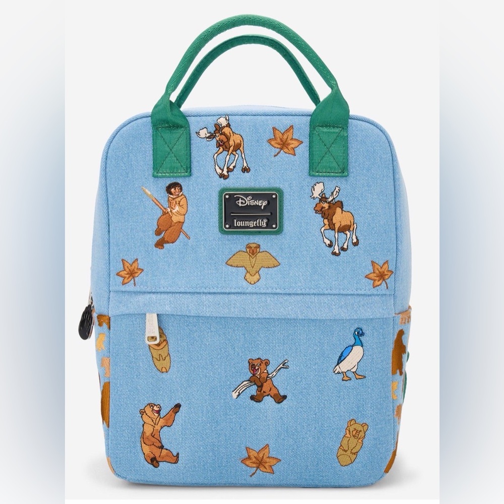 New Loungefly Disney Brother Bear Embroidered Icons Denim Backpack